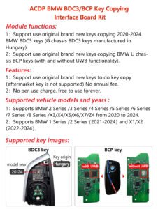 bmw bdc3/bcp key copying interface board kit