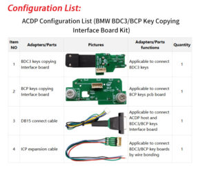 bmw bdc3/bcp key copying interface board kit